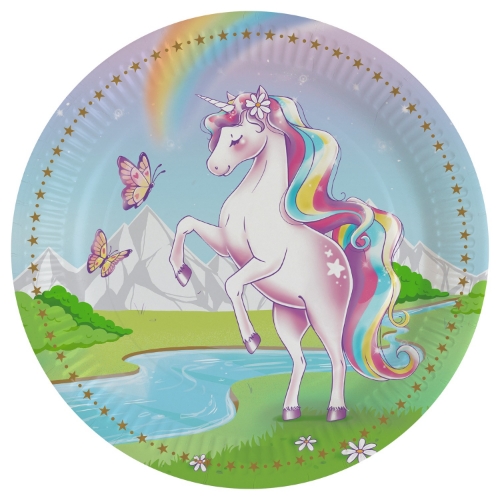 Levně Talíře Jednorožec Unicorn Dreams – 23 cm, 8 ks