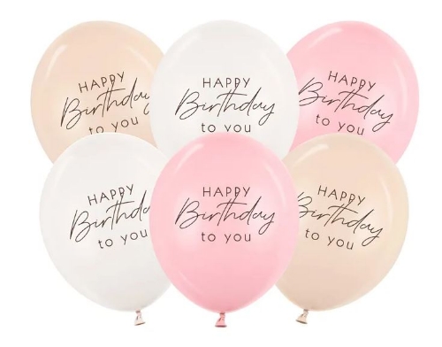 Levně Balonky Happy Birthday – růžový mix, 30 cm, 6 ks