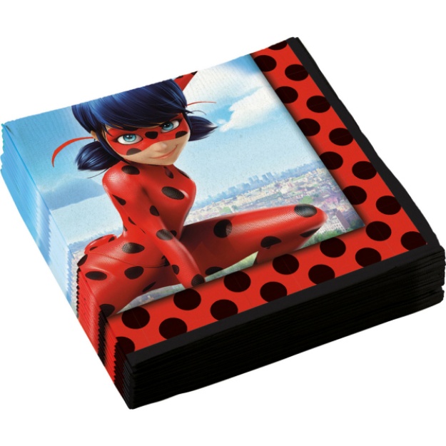 Obrázok z Papierové servítky Miraculous Beruška – 33 x 33 cm, 20 ks