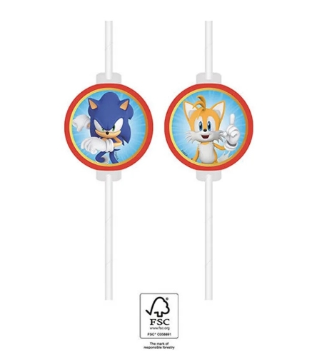 Levně Papírová brčka Sonic the Hedgehog – 4 ks, EKO