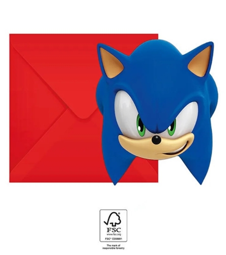 Levně Pozvánky a obálky Sonic the Hedgehog – 6 ks, EKO