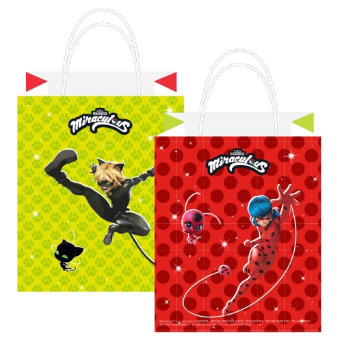 Levně Papírové taštičky Miraculous Beruška a Kočičí Noir – 12,7 × 21,5 cm, 8 ks