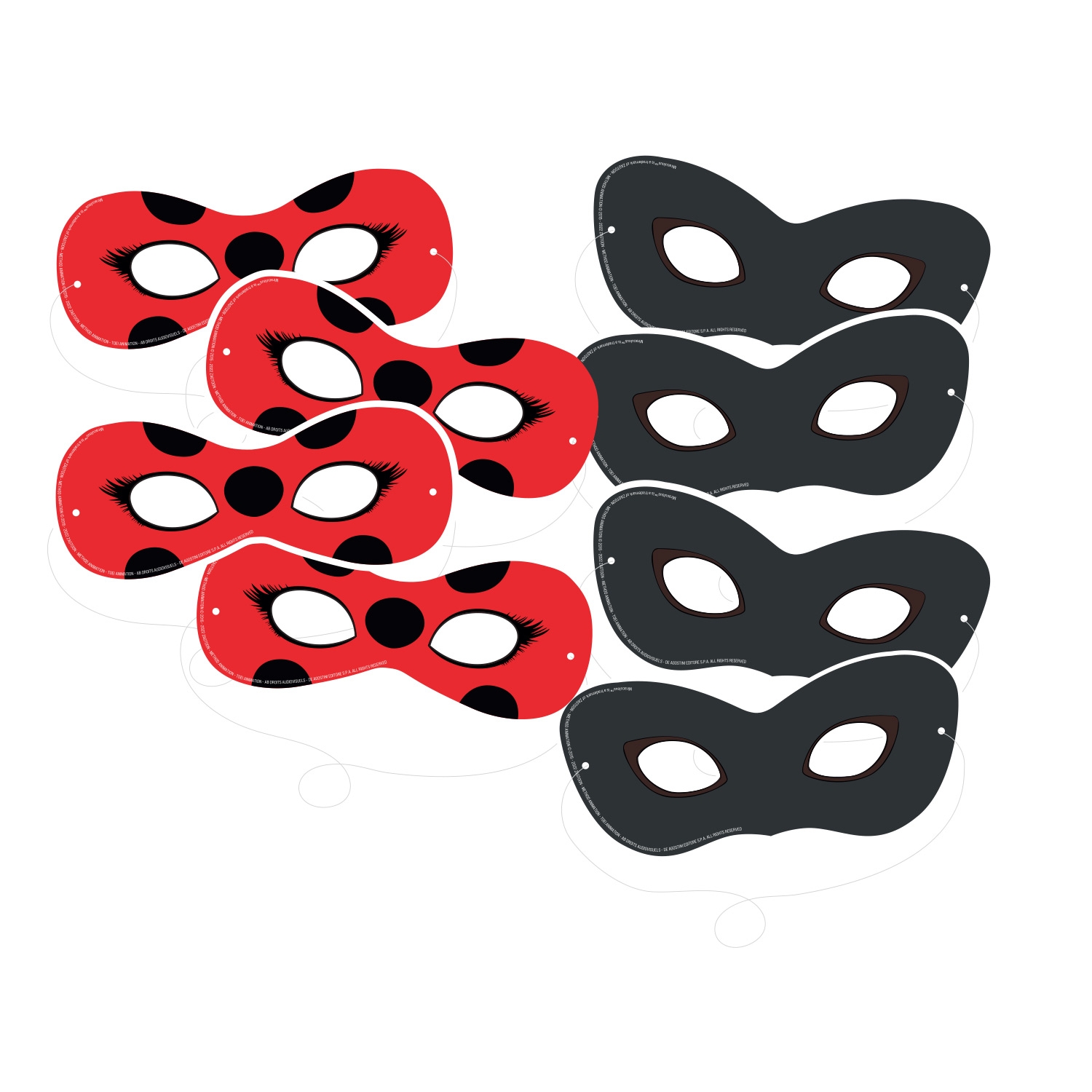 Levně Papírové masky na obličej Miraculous – 8 ks
