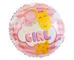 Obrázok z Fóliový balónik Baby Girl so žirafkou – 45 cm