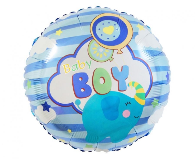 Obrázek Fóliový balonek Baby Boy se sloníkem – 45 cm