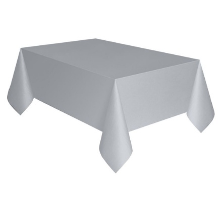 Obrázok z Plastový party obrus strieborný – 137 x 274 cm