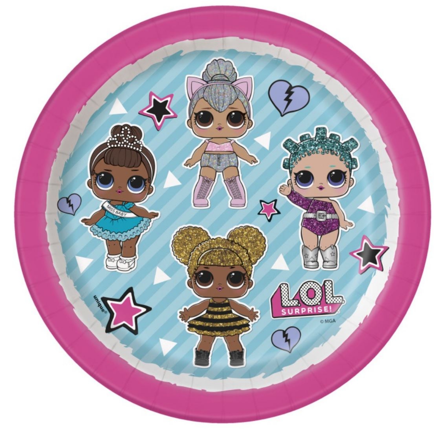 Papírové dezertní talířky LOL Surprise kulaté – 18 cm, 8 ks