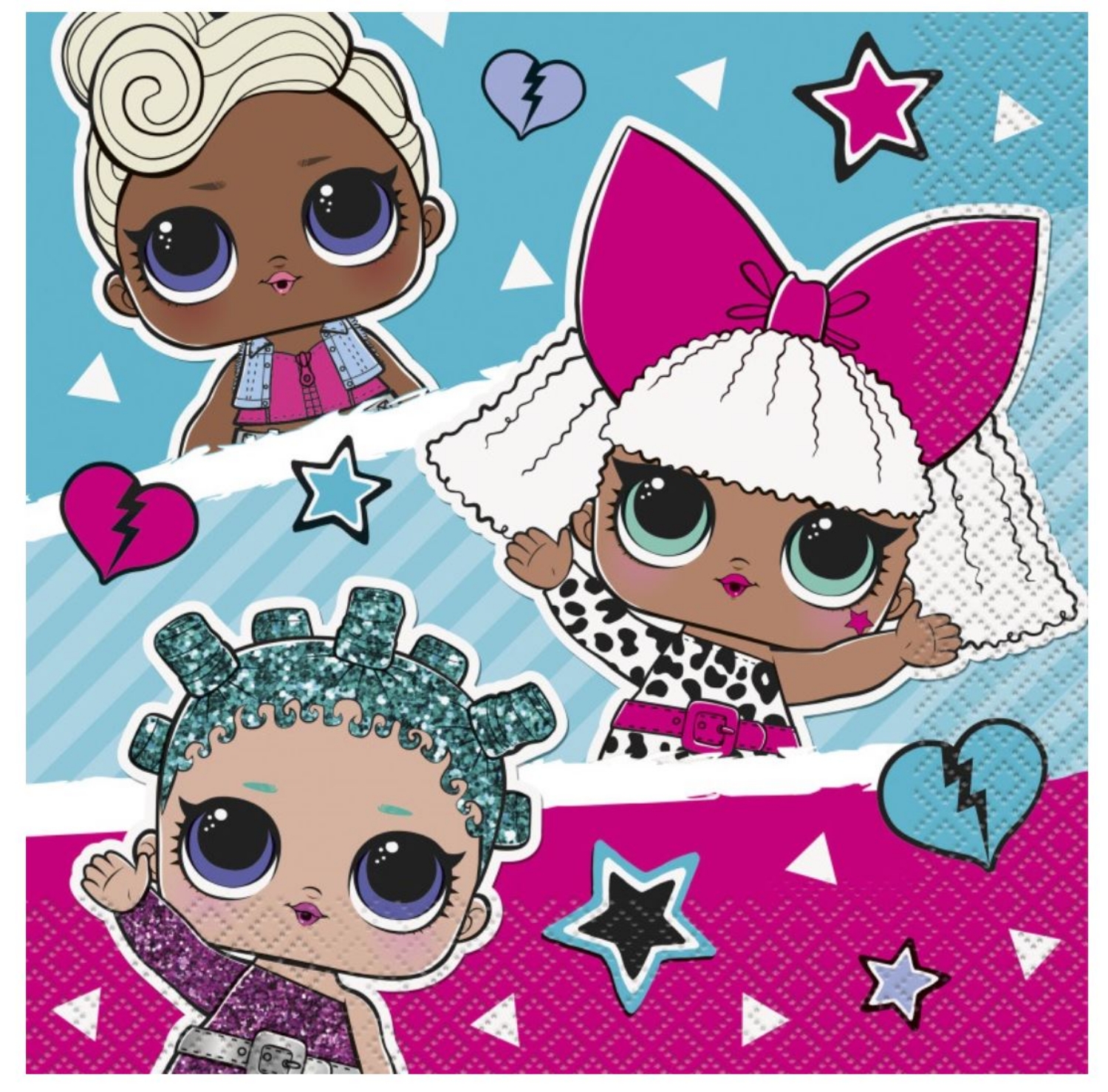 Papírové ubrousky LOL Surprise – 33 × 33 cm, 16 ks