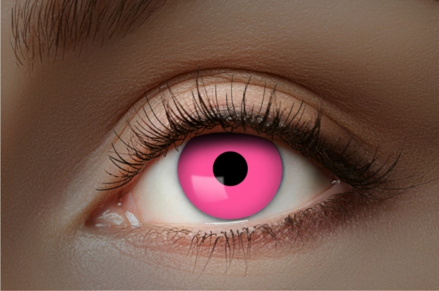 UV růžové kontaktní čočky Flash Pink s intenzivním neonovým efektem na oku