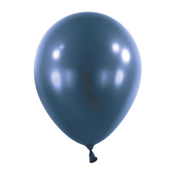 Tmavě modrý perleťový balonek v metalickém odstínu Navy Flag Blue – 28 cm, elegantní volba pro stylové večírky.