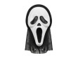 Hororová maska s kapucí v černo-bílém provedení, ideální na Halloween