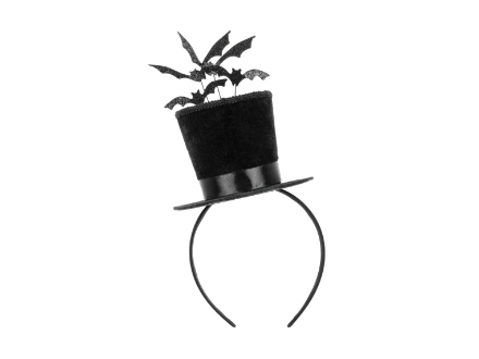 Obrázek Čelenka cylindr s netopýry – 19 x 26 cm, černá
