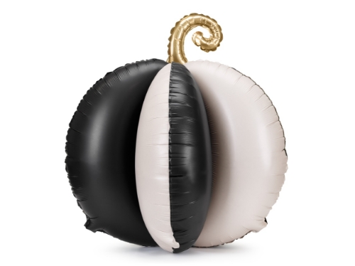 Levně Stojací fóliový balonek 3D dýně – černá a krémová, 58 x 58 cm