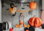Picture of Standing foil balloon 3D pumpkin – black and cream, 58 x 58 cm
