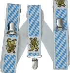 Picture of Oktoberfest suspenders with Bavarian pattern – blue and white, 70 cm