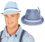 Obrázek Oktoberfest klobouk modro-bílý s peřím – filcový