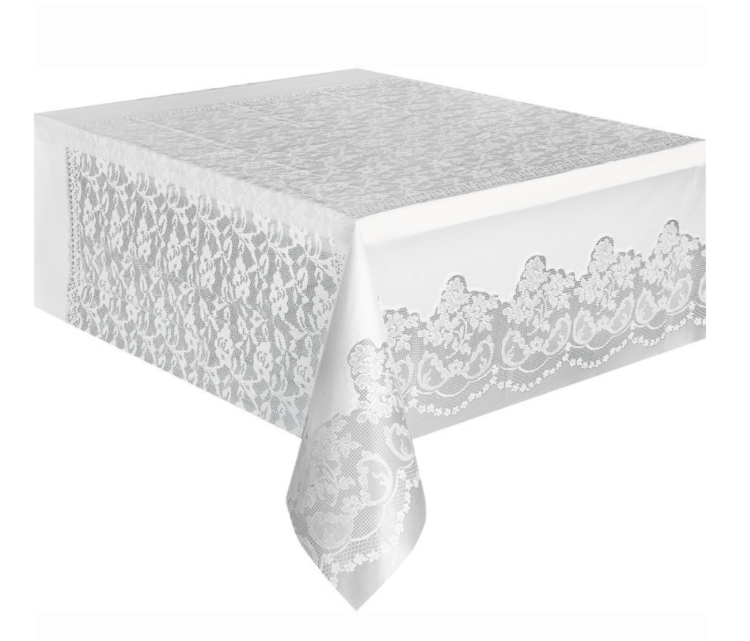 Plastový ubrus s krajkovým vzorem – bílý 137 × 274 cm