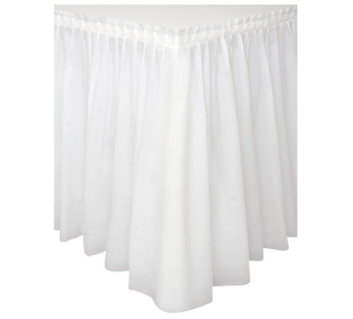 Plastová stolová sukňa biela – 74 × 426 cm