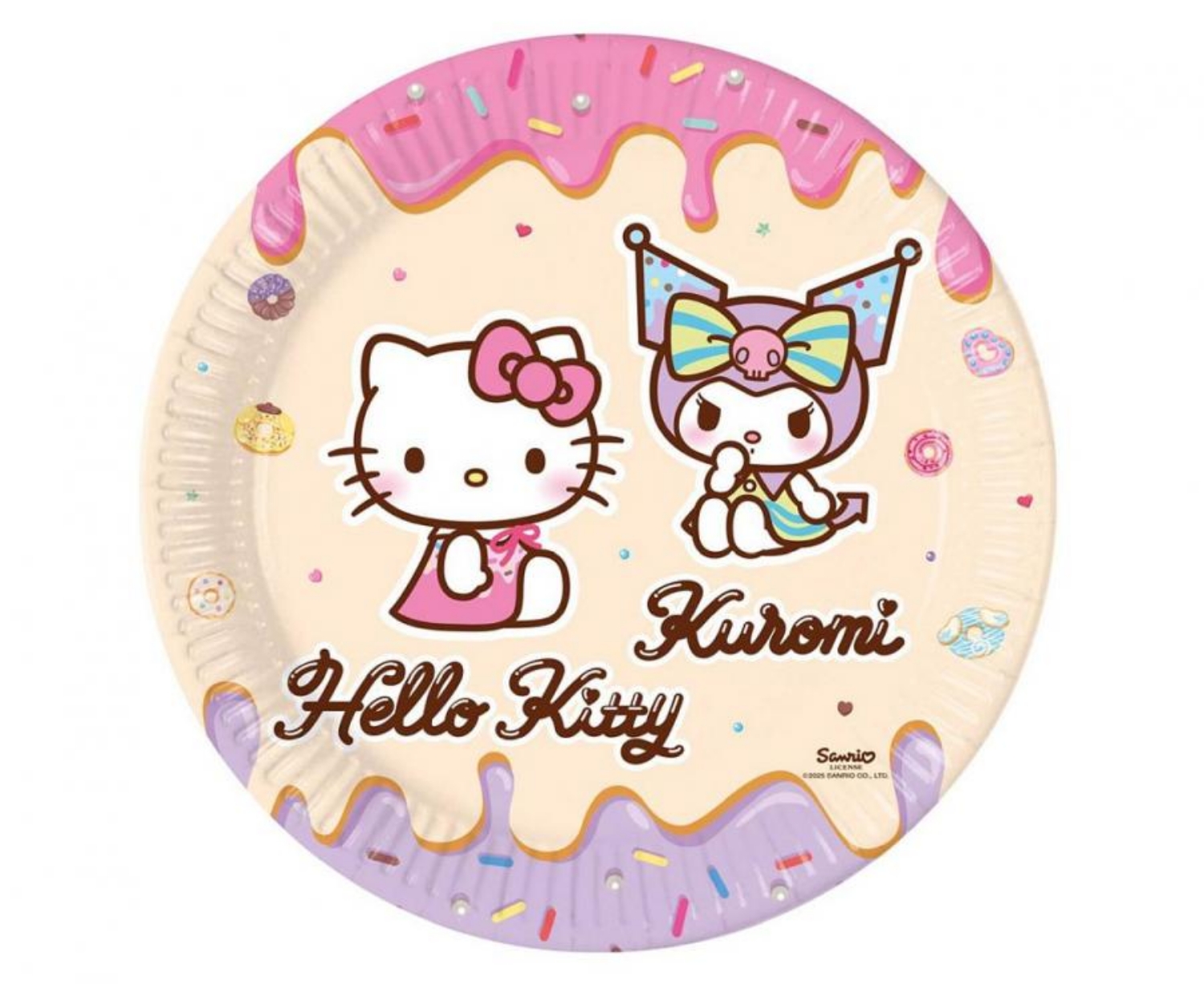 Papírové talíře Hello Kitty a Kuromi – 23 cm, 8 ks