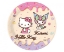 Barevný kulatý papírový talíř s motivem Hello Kitty a Kuromi, průměr 23 cm, balení 8 ks.