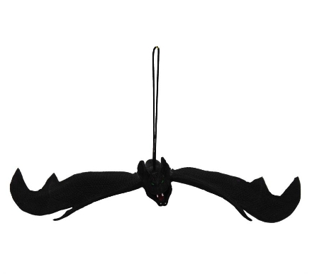 Visící černý netopýr 29 cm s rozpětím křídel – Halloween dekorace