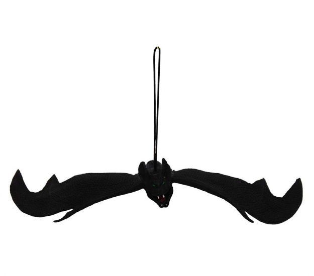 Visící černý netopýr 29 cm s rozpětím křídel – Halloween dekorace