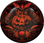 Plastová miska Gothic Pumpkin 32 cm s motivem dýně, lebek a netopýra – Halloween nádobí