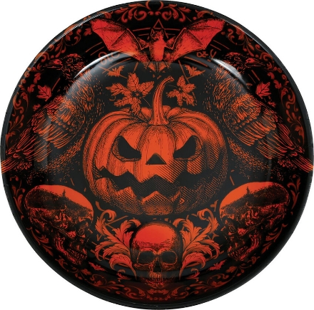 Plastová miska Gothic Pumpkin 32 cm s motivem dýně, lebek a netopýra – Halloween nádobí