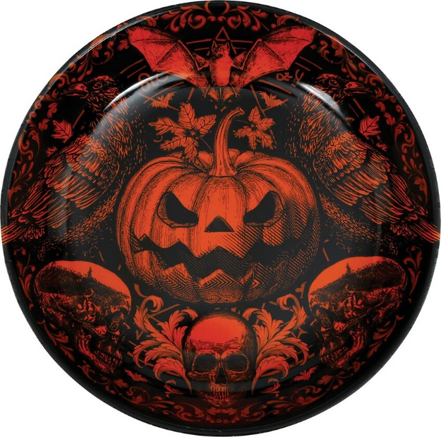 Plastová miska Gothic Pumpkin 32 cm s motivem dýně, lebek a netopýra – Halloween nádobí