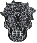 Sada 6 škrabacích masek Sugar Skull 12 cm – po seškrábání se objeví barevné vzory
