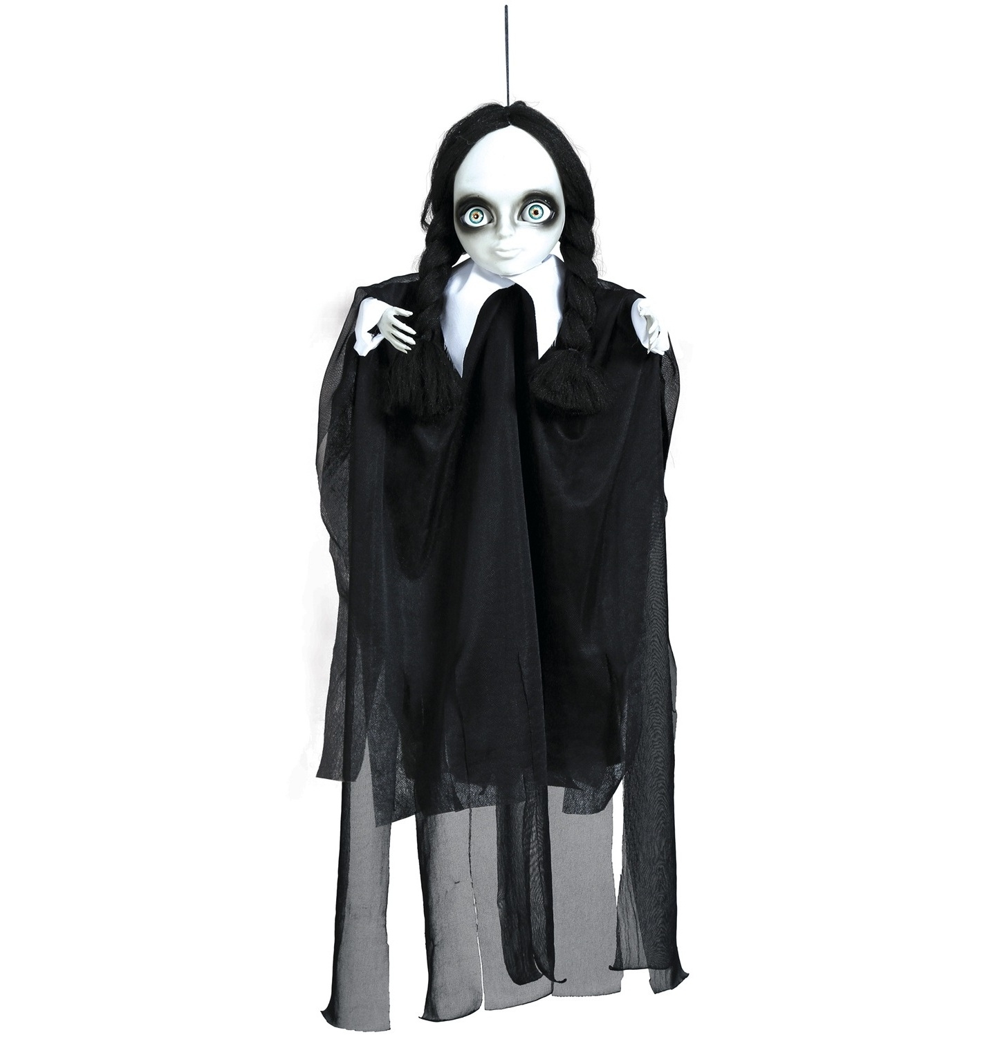 Visící strašidelná dívka s copánky 70 cm