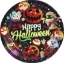 Papírové talíře Happy Halloween s barevným potiskem strašidel a dýní, 23 cm, balení 6 ks