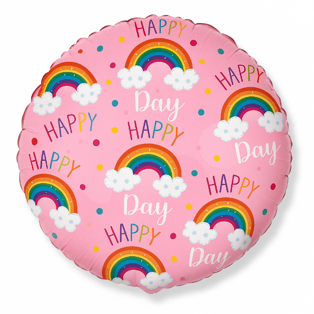 Obrázek Foliový balonek Happy Day - růžový 45 cm - Nebalený