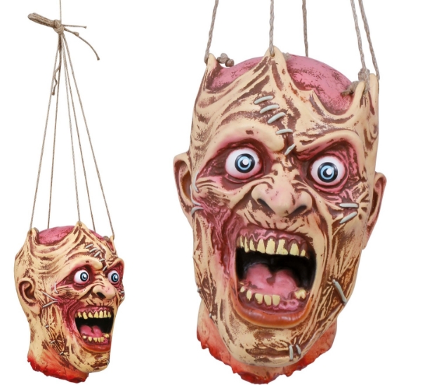 Visící latexová hlava monstra 28 cm připomínající Nočního krále z Game of Thrones