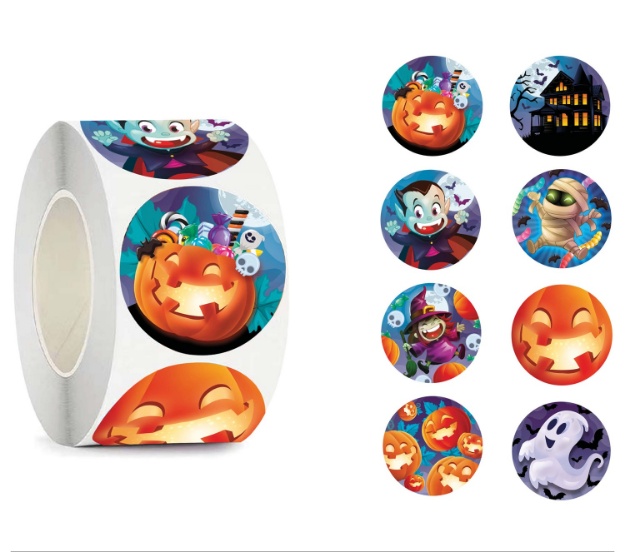 Role 200 halloweenských samolepek s motivy dýní, duchů, upíra, mumie a čarodějnice