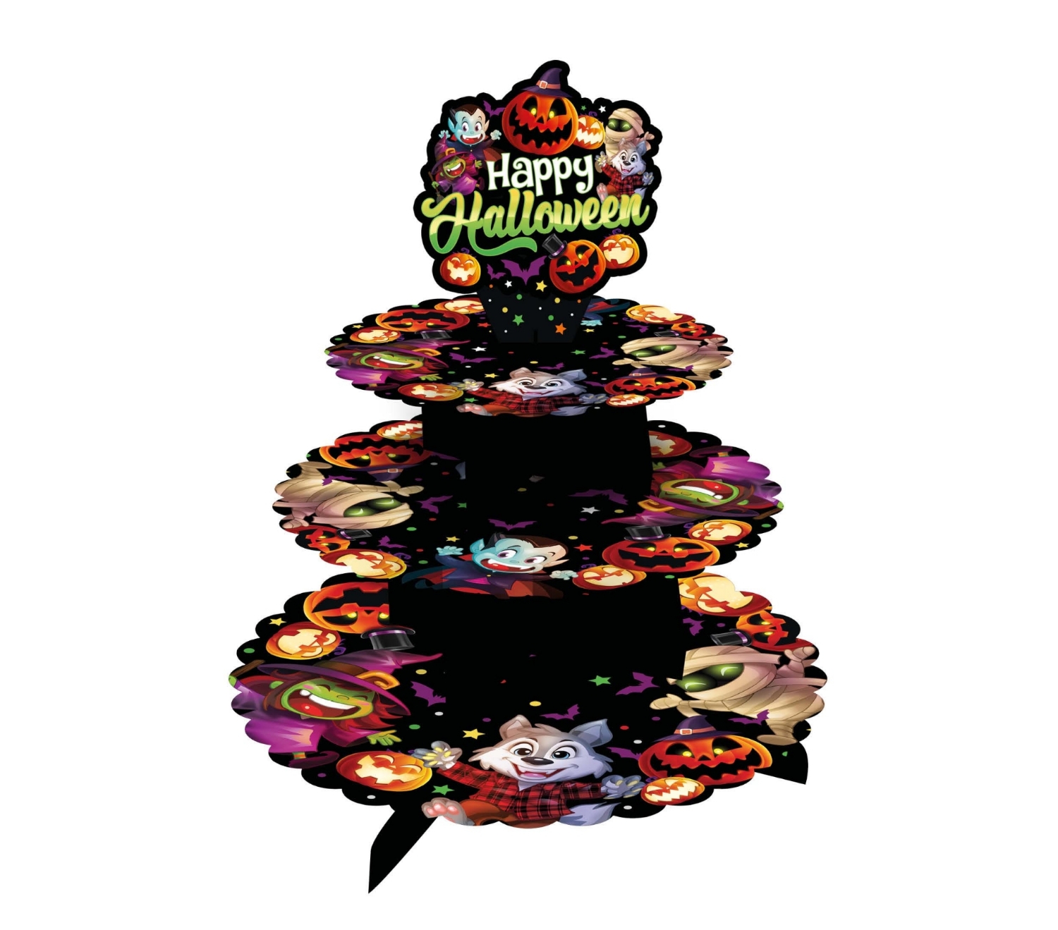 Třípatrový stojan na sladkosti Halloween Little Monsters 40 x 30 cm