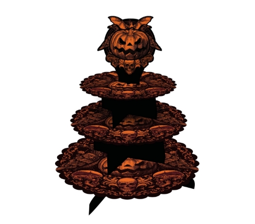 Třípatrový stojan na sladkosti Gothic Pumpkin – 40 x 30 cm