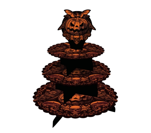 Třípatrový stojan na sladkosti Gothic Pumpkin 40 x 30 cm – Halloween dekorace a nádobí
