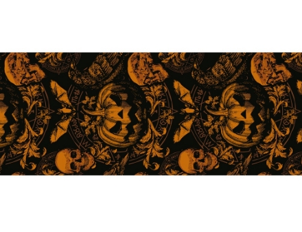 Papírový běhoun na stůl Gothic Pumpkin 275 x 28 cm s motivem dýní a lebek