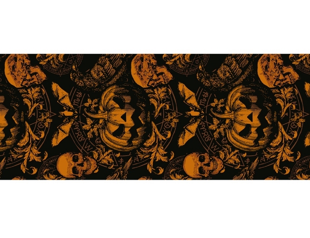 Papírový běhoun na stůl Gothic Pumpkin 275 x 28 cm s motivem dýní a lebek