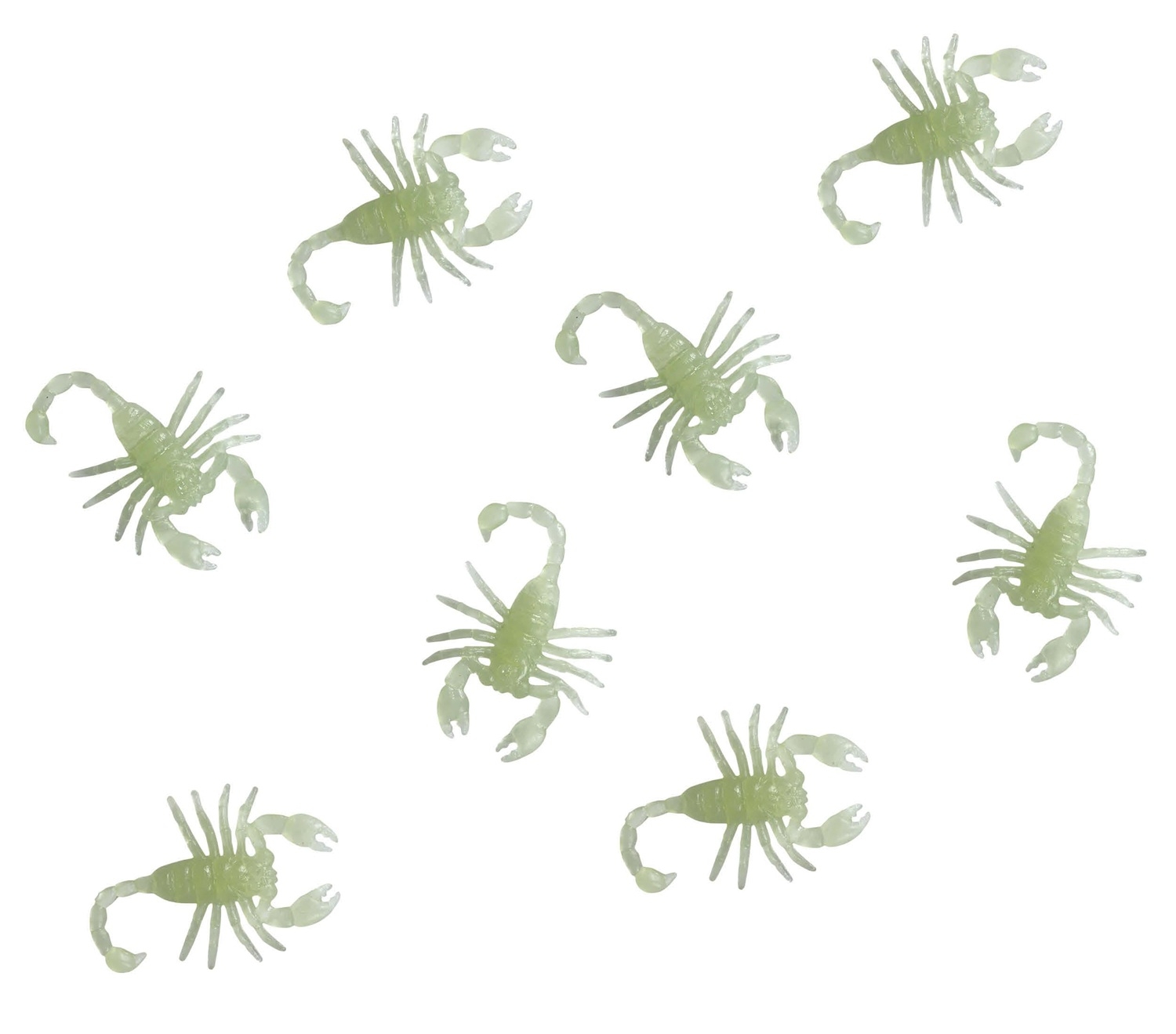 Sada 8 škorpiónů svítících ve tmě, 5 cm