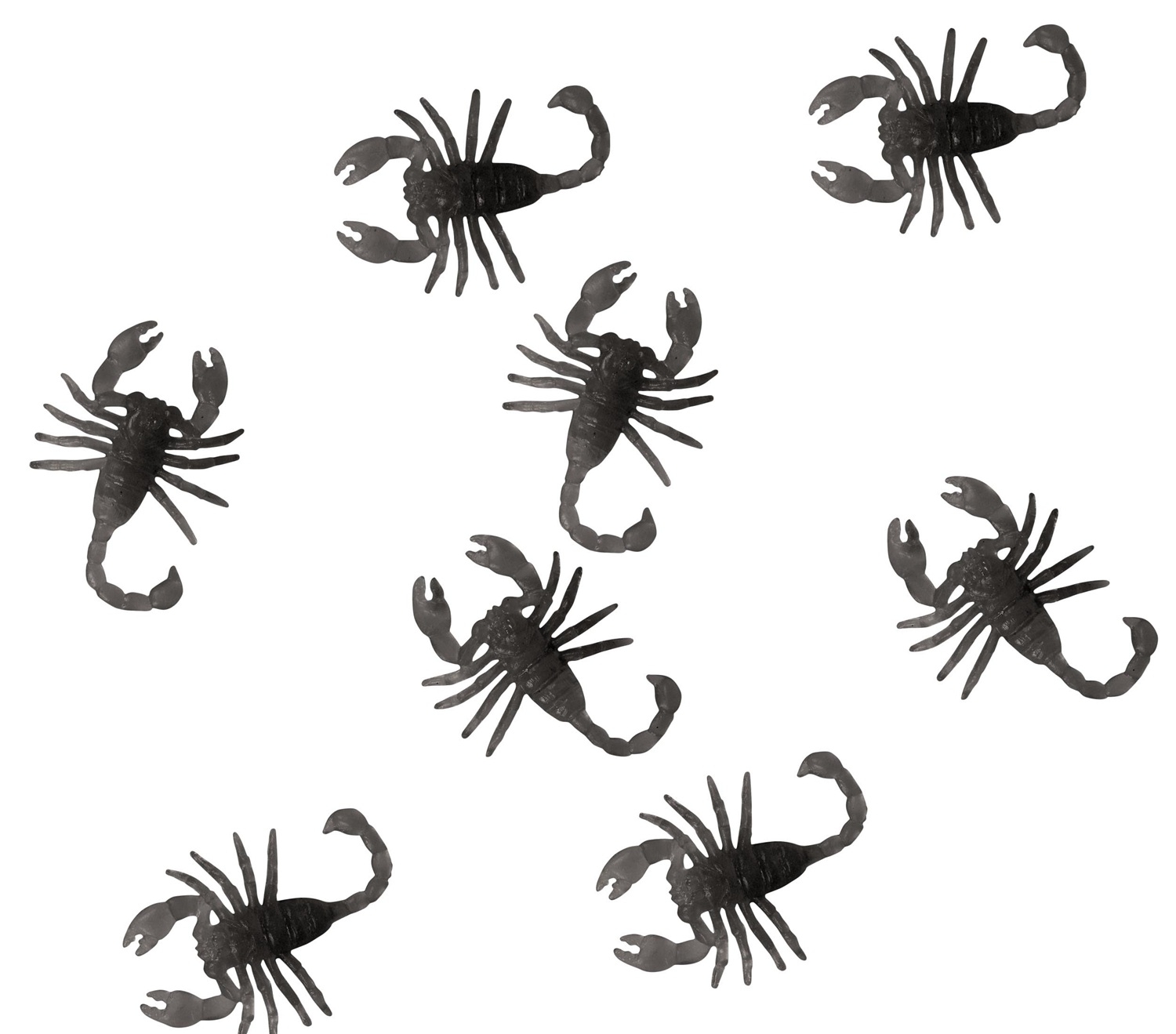 Sada černých škorpionů – 8 ks, 6 cm
