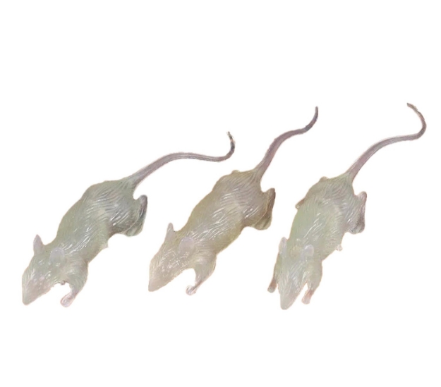 Sada 3 potkanů svítících ve tmě 7 cm – halloweenská dekorace