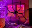 Obří halloweenská dekorace – černý pavouk v bílé pavučině 200 x 150 cm