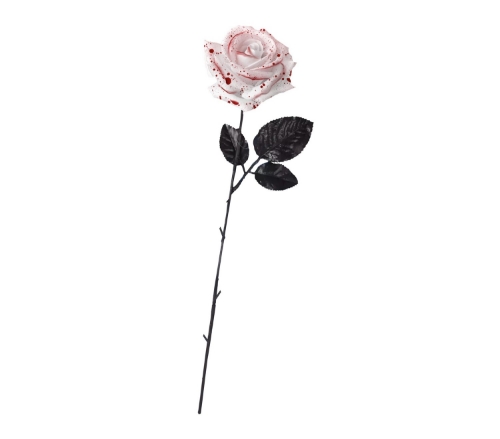 Levně Bílá růže s krvavými skvrnami 42 cm