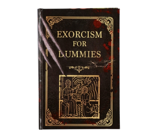 Dekorační kniha Exorcism for Dummies s gotickým obalem, 22 x 15 cm, hnědá