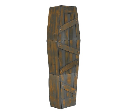 Dekorační pěnová rakev v hnědé barvě 160 x 52 x 27 cm pro halloweenskou výzdobu