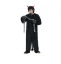 Kostým čerta pro dospělé muže v černém chlupatém overalu s ocasem, velikost M