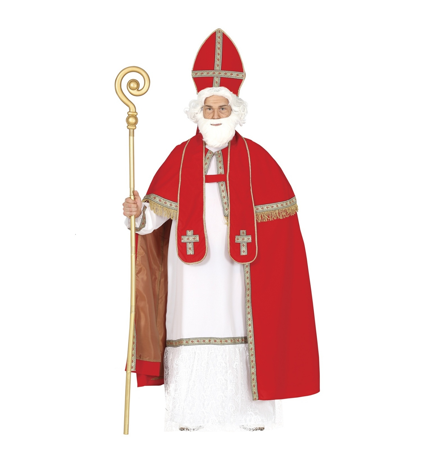 Kostým svatý Mikuláš – plášť, tunika, šála, čepice, velikost M