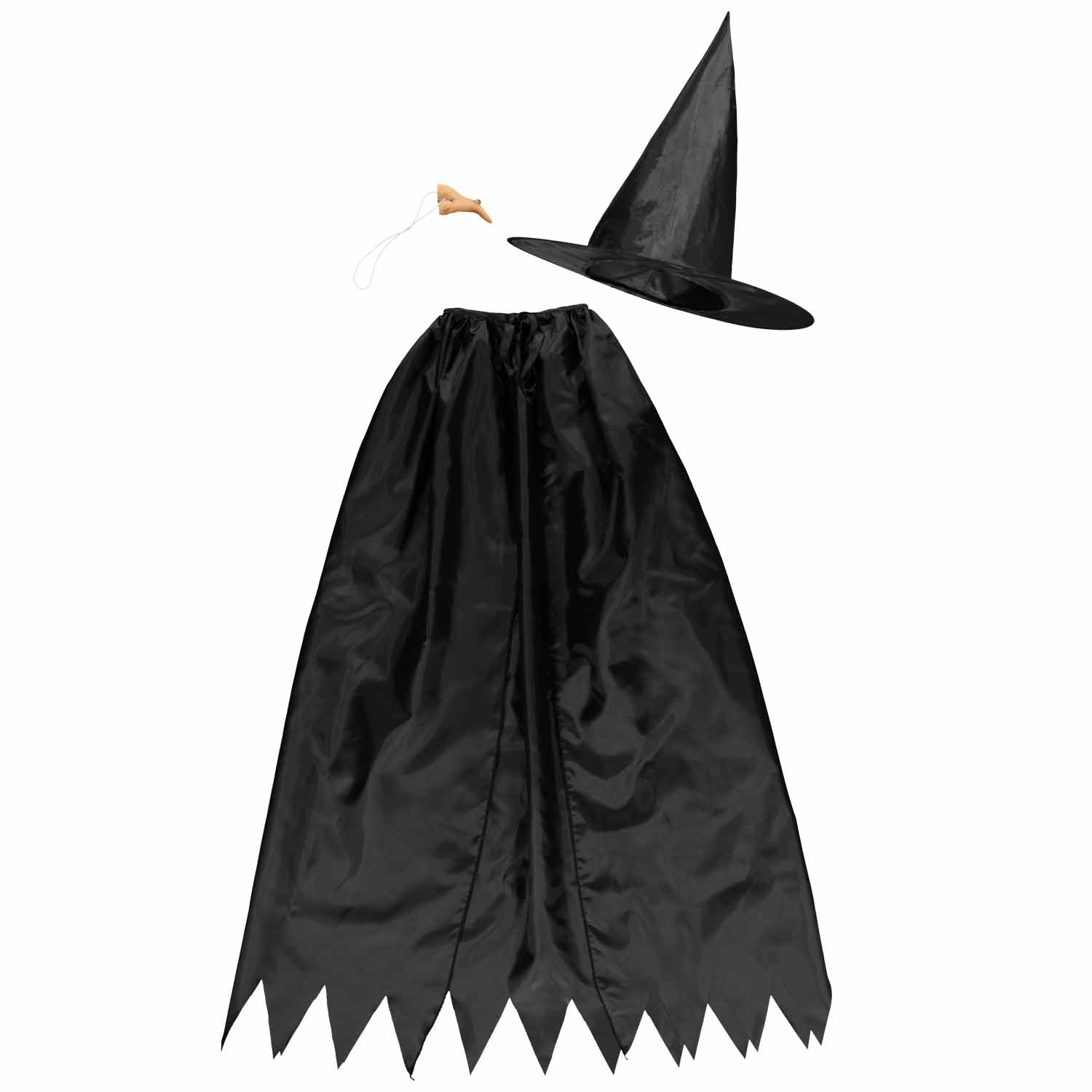 Dámská sada Čarodějnice – plášť, klobouk a nos
